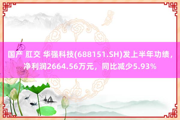 国产 肛交 华强科技(688151.SH)发上半年功绩，净利润2664.56万元，同比减少5.93%