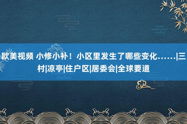 欧美视频 小修小补！小区里发生了哪些变化……|三村|凉亭|住户区|居委会|全球要道