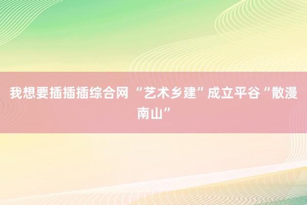 我想要插插插综合网 “艺术乡建”成立平谷“散漫南山”