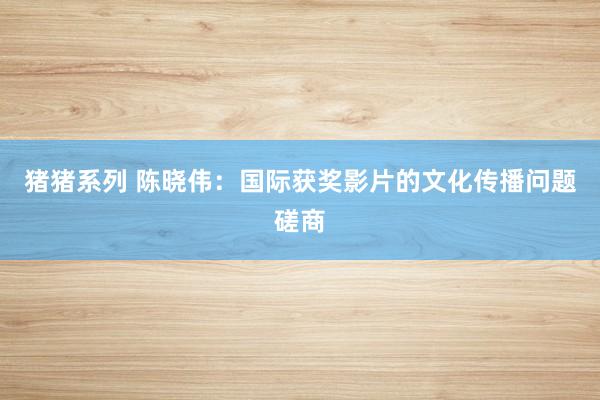 猪猪系列 陈晓伟：国际获奖影片的文化传播问题磋商