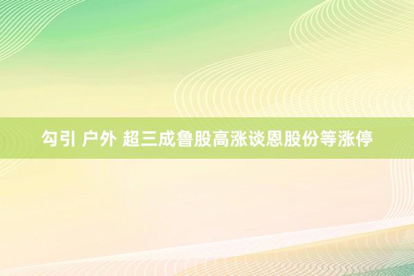 勾引 户外 超三成鲁股高涨谈恩股份等涨停