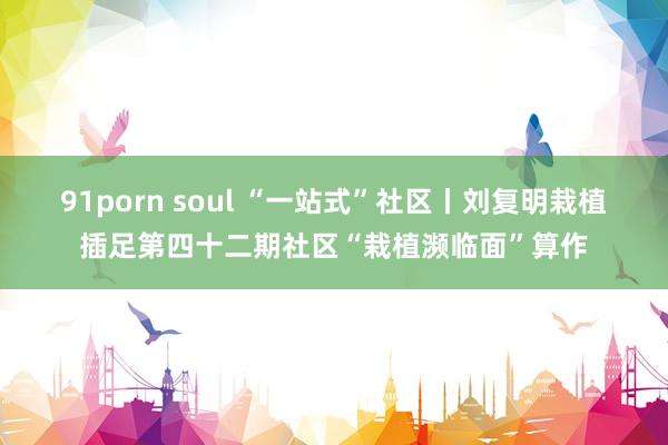 91porn soul “一站式”社区丨刘复明栽植插足第四十二期社区“栽植濒临面”算作