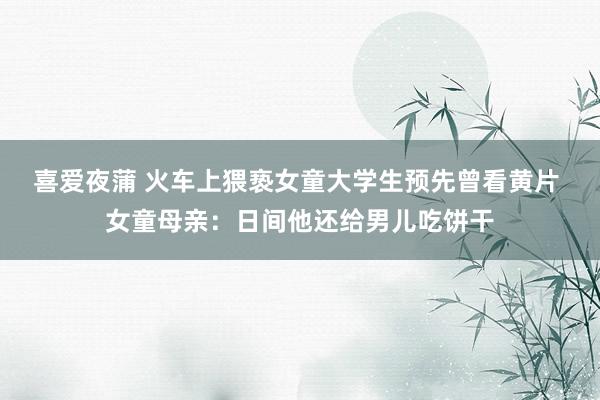 喜爱夜蒲 火车上猥亵女童大学生预先曾看黄片 女童母亲：日间他还给男儿吃饼干