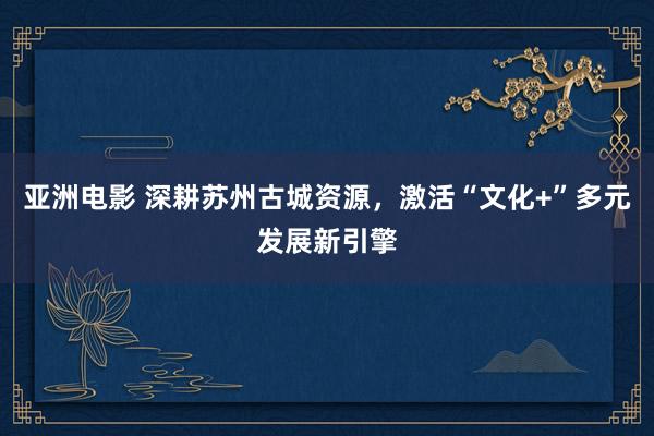 亚洲电影 深耕苏州古城资源，激活“文化+”多元发展新引擎