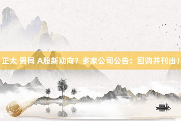 正太 男同 A股新动向？多家公司公告：回购并刊出！