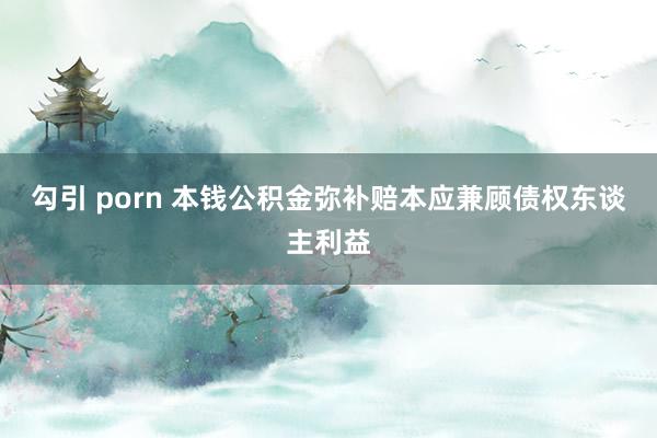 勾引 porn 本钱公积金弥补赔本应兼顾债权东谈主利益