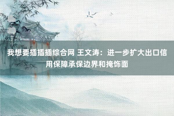 我想要插插插综合网 王文涛：进一步扩大出口信用保障承保边界和掩饰面