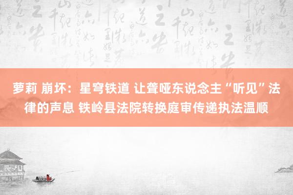 萝莉 崩坏：星穹铁道 让聋哑东说念主“听见”法律的声息 铁岭县法院转换庭审传递执法温顺
