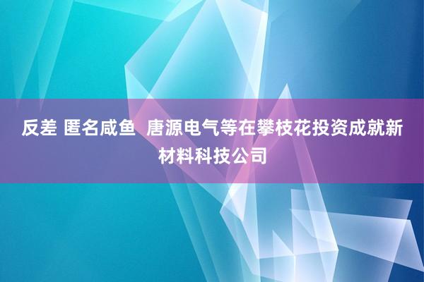反差 匿名咸鱼  唐源电气等在攀枝花投资成就新材料科技公司
