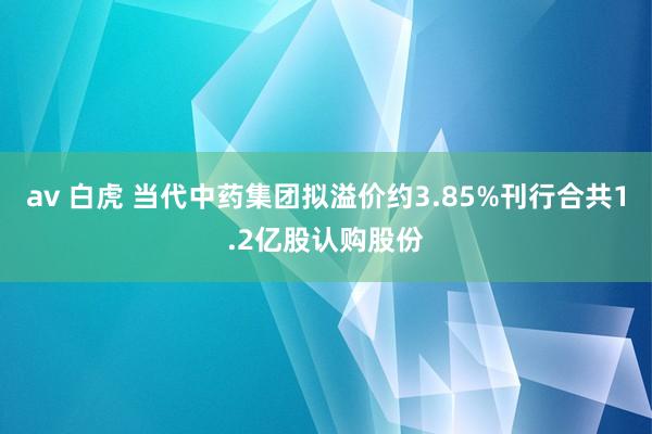 av 白虎 当代中药集团拟溢价约3.85%刊行合共1.2亿股认购股份